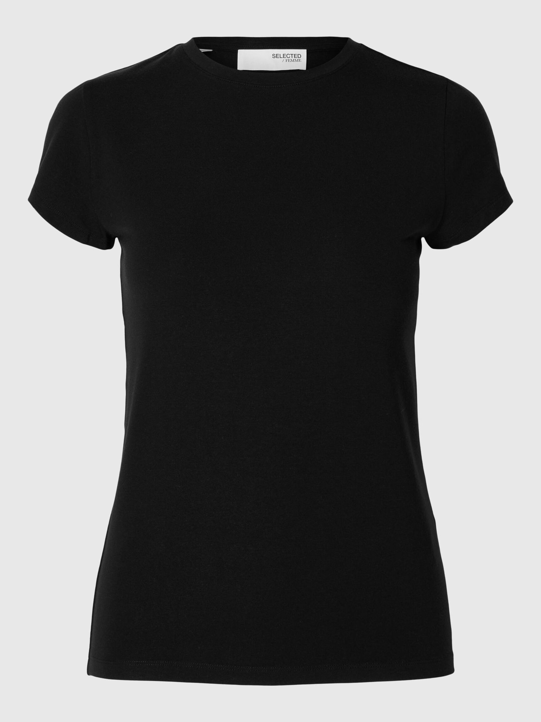 COUPE SLIM T-SHIRT RAS DU COU, Black, highres