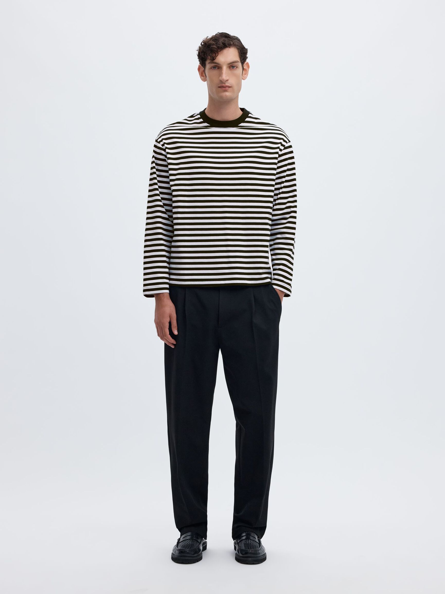 RELAXED FIT LONG-SLEEVED T-SHIRT, Black, highres