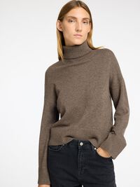 WOLLGEMISCH ROLLKRAGEN PULLOVER, Morel, highres