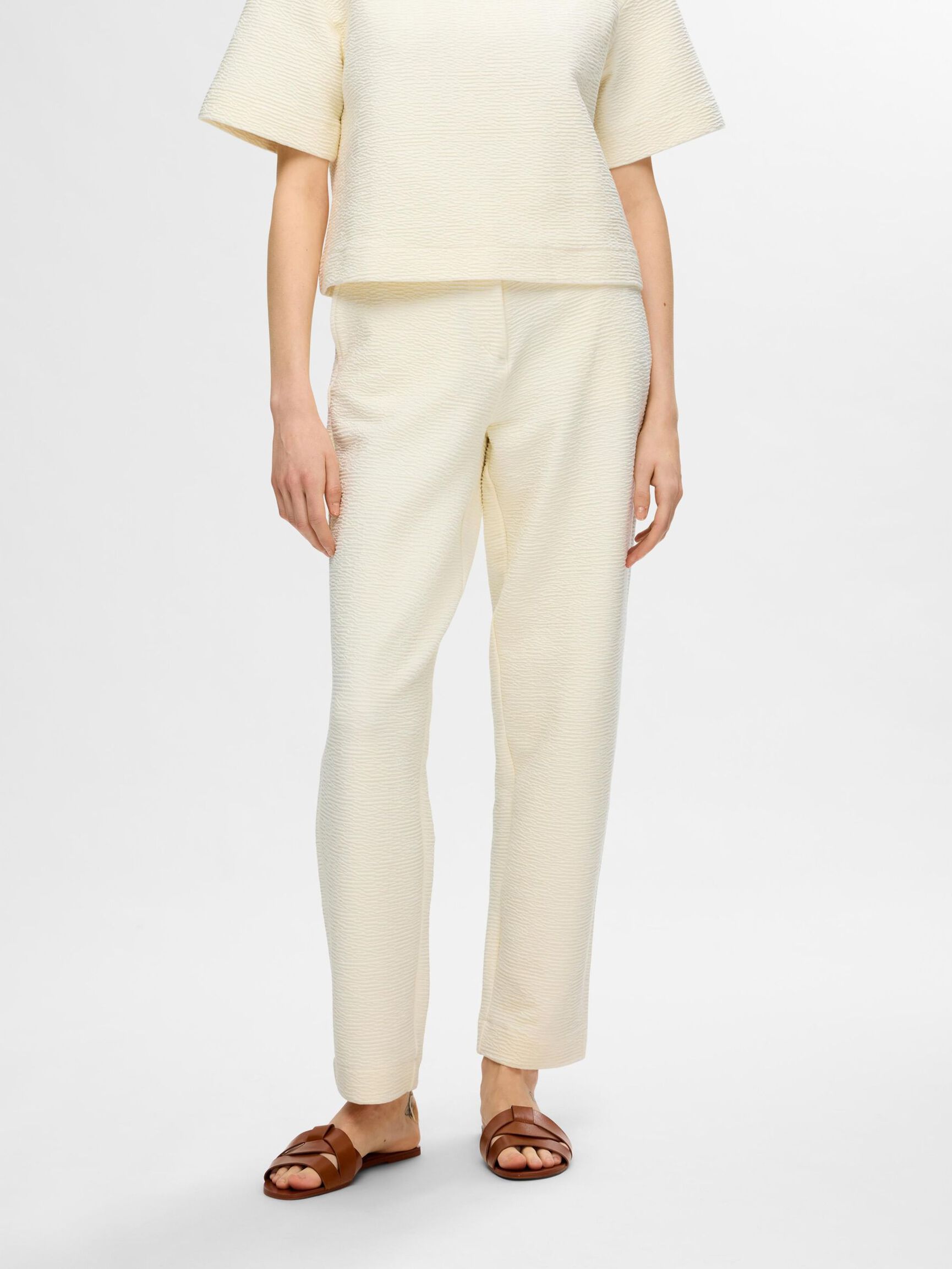 STRAIGHT FIT TROUSERS, Snow White, highres