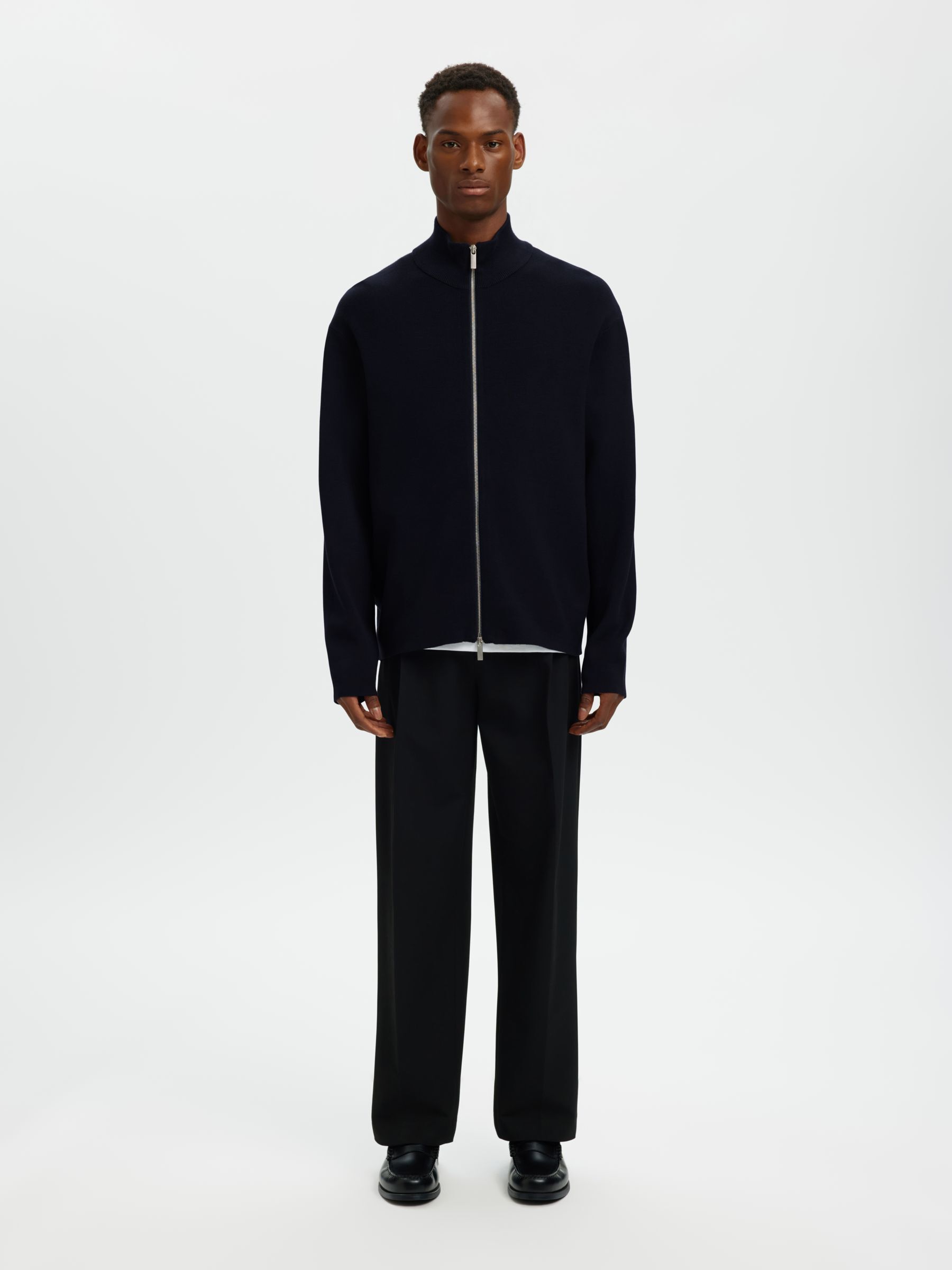 RELAXED FIT STRICKJACKE, Sky Captain, highres