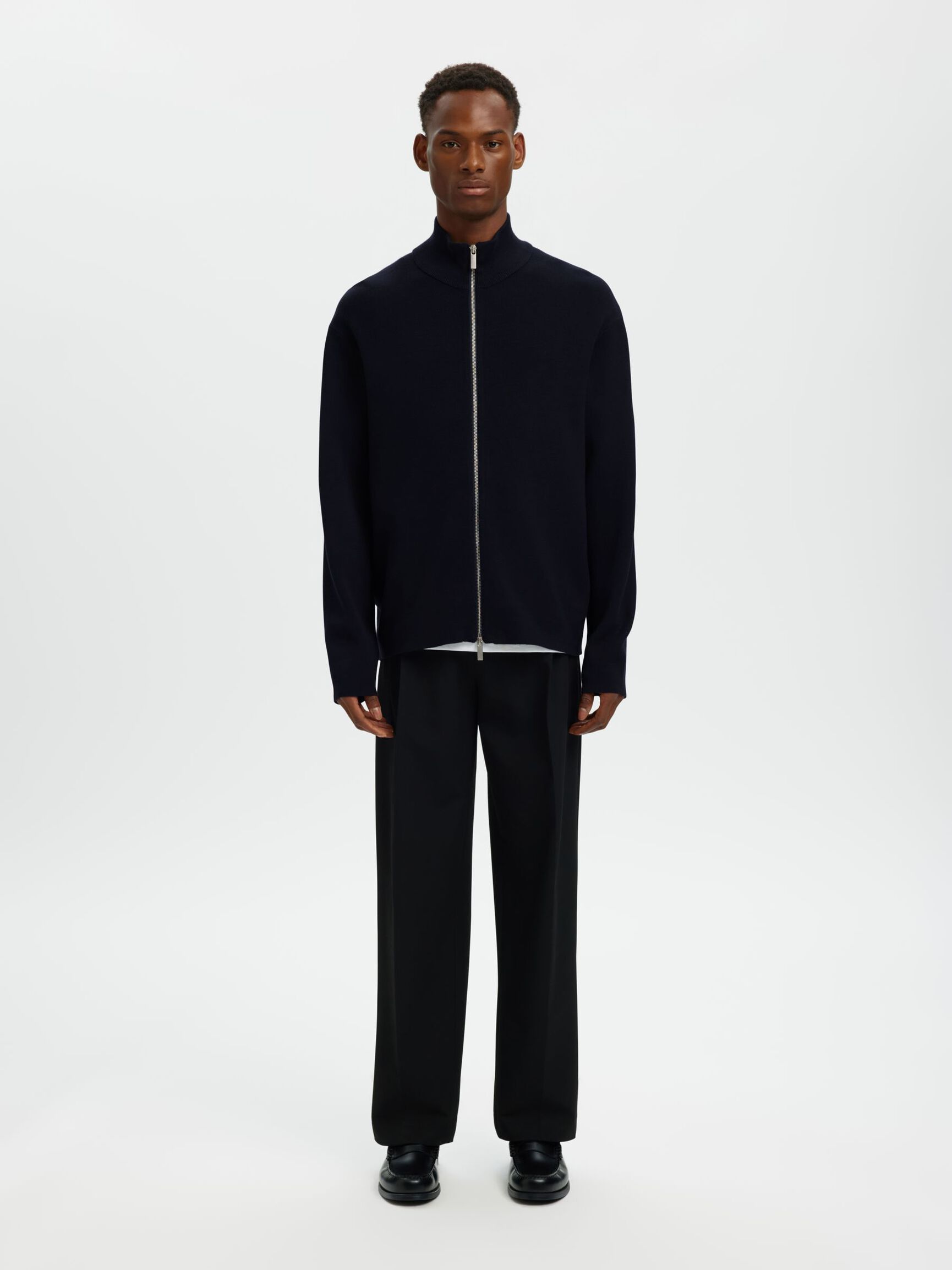 RELAXED FIT STRICKJACKE, Sky Captain, highres