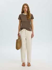 COTTON SHORT-SLEEVED T-SHIRT, Chocolate Chip, highres
