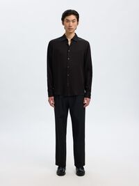 RELAXED FIT SATIN SHIRT, Black, highres