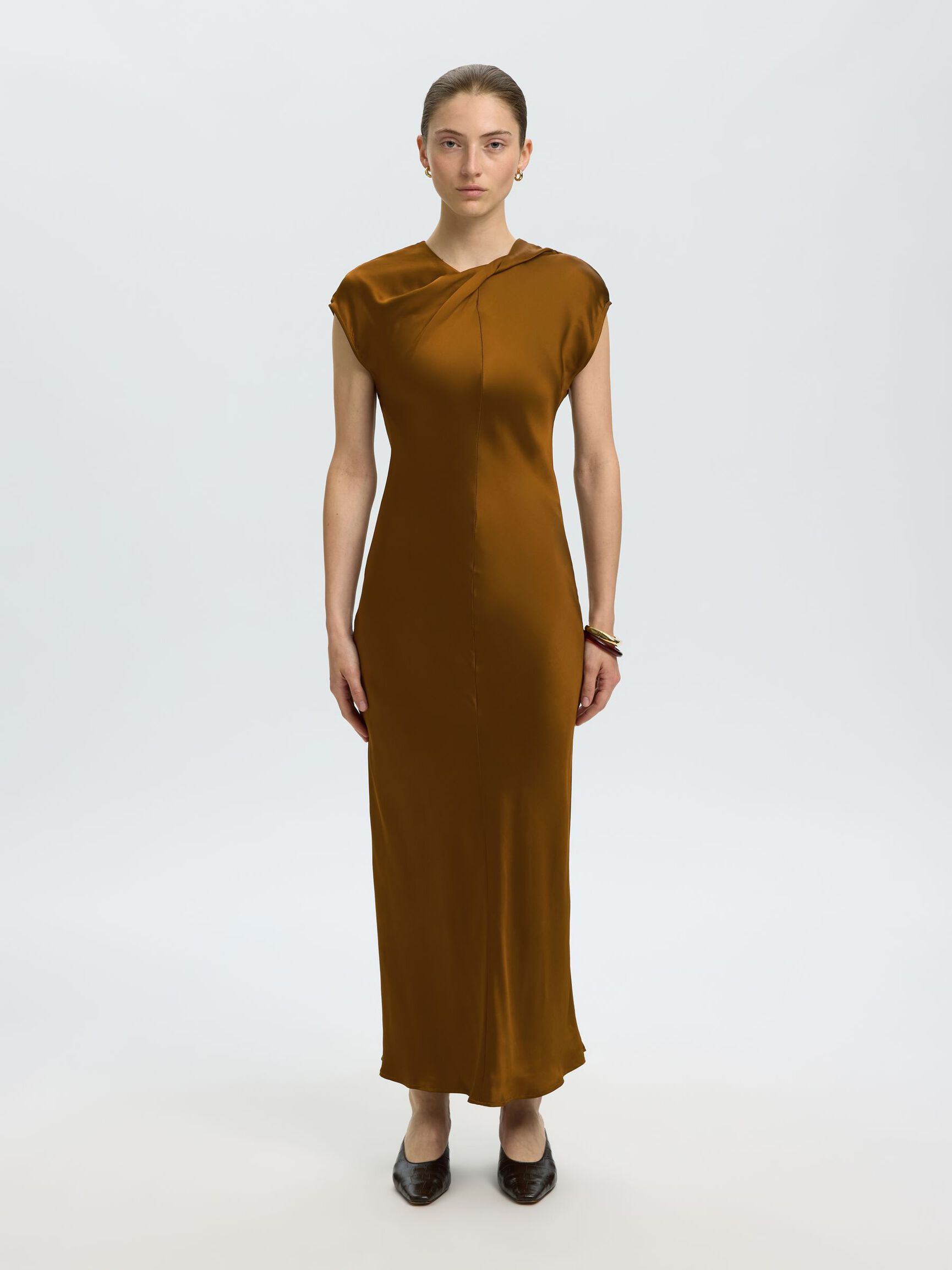 SATIN MAXI DRESS, Monks Robe, highres