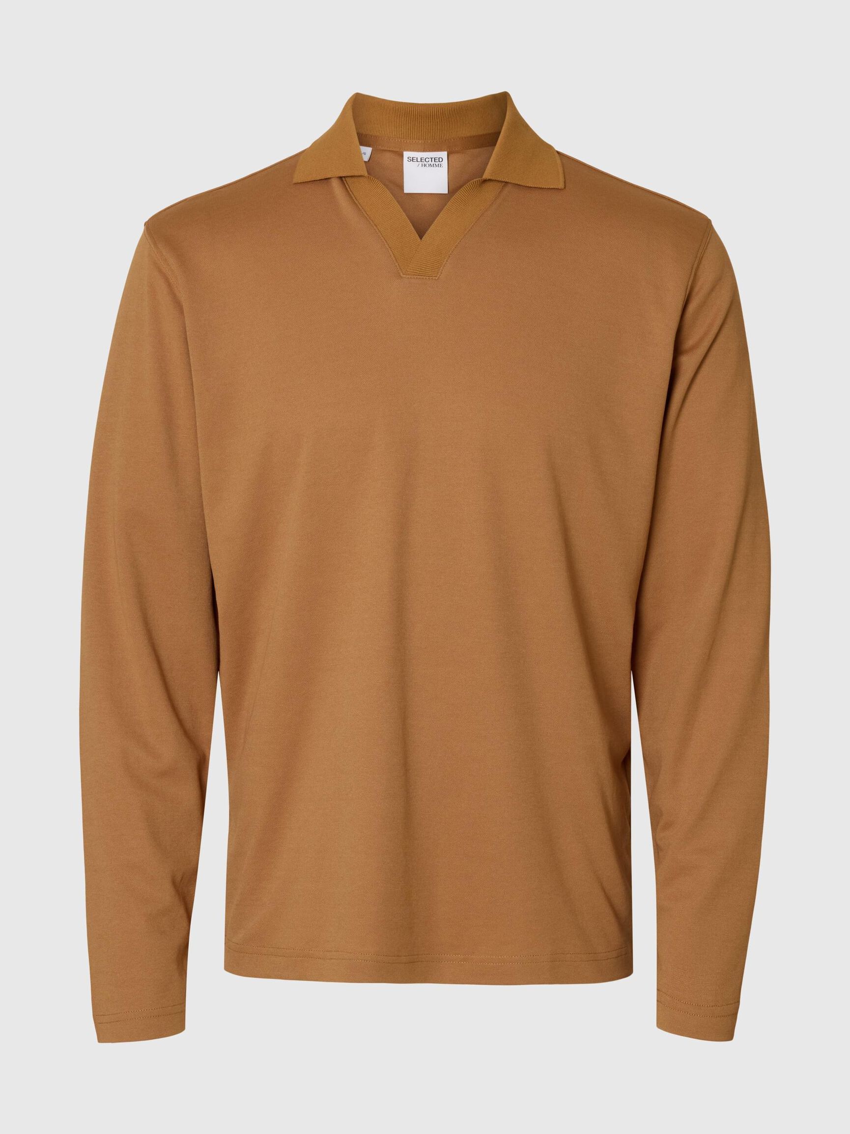 COTTON BLEND POLO SHIRT, Chipmunk, highres