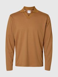COTTON BLEND POLO SHIRT, Chipmunk, highres