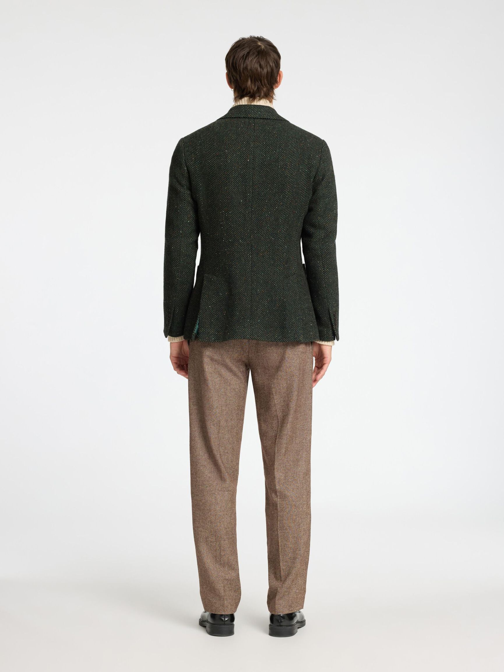 SLIM FIT VISGRAAT DOUBLE-BREASTED BLAZER, Dark Green, highres