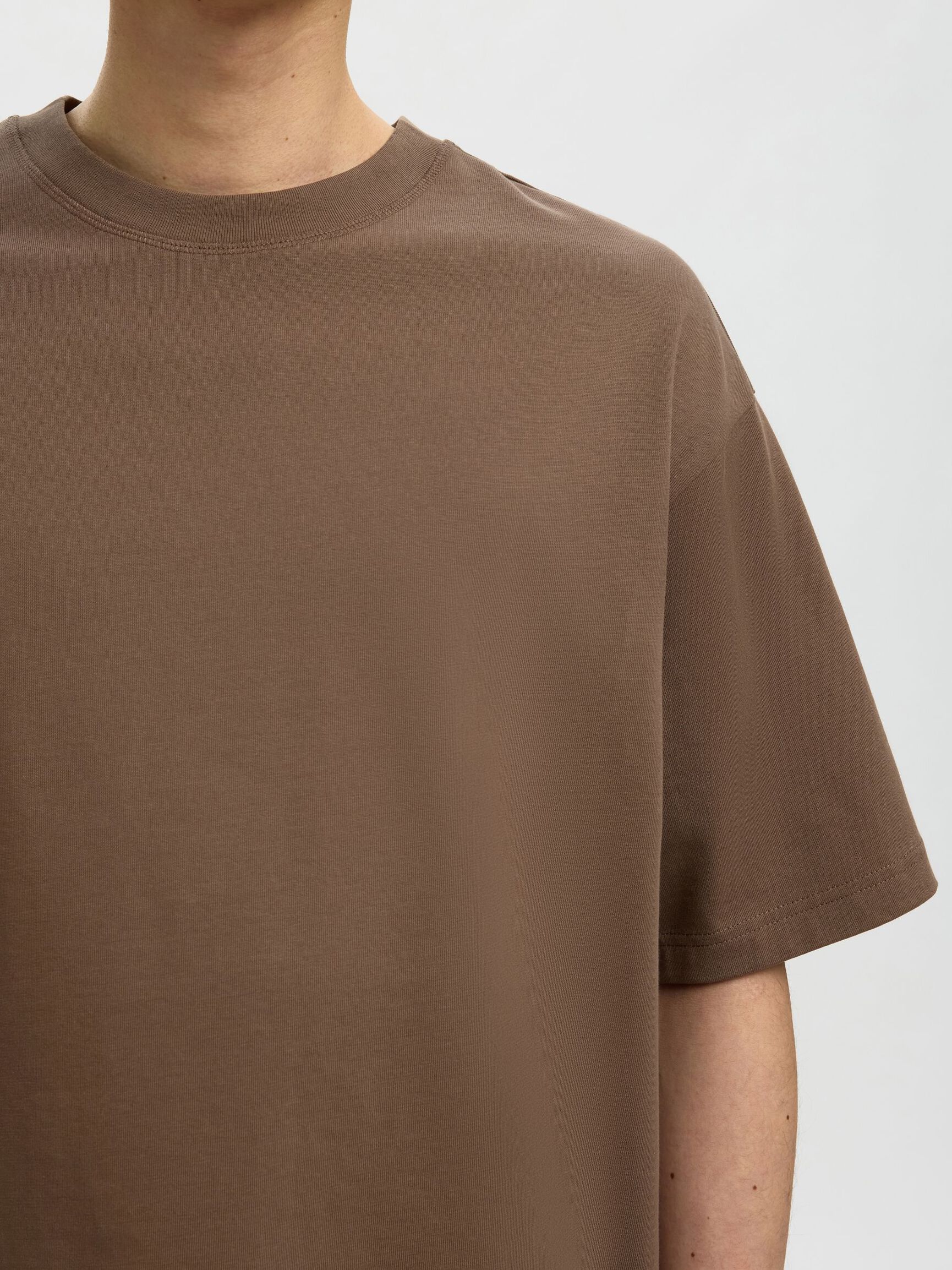 100% COTTON CREWNECK T-SHIRT, Chocolate Chip, highres