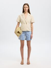 TALLE ALTO PANTALONES CORTOS VAQUEROS, Light Blue Denim, highres