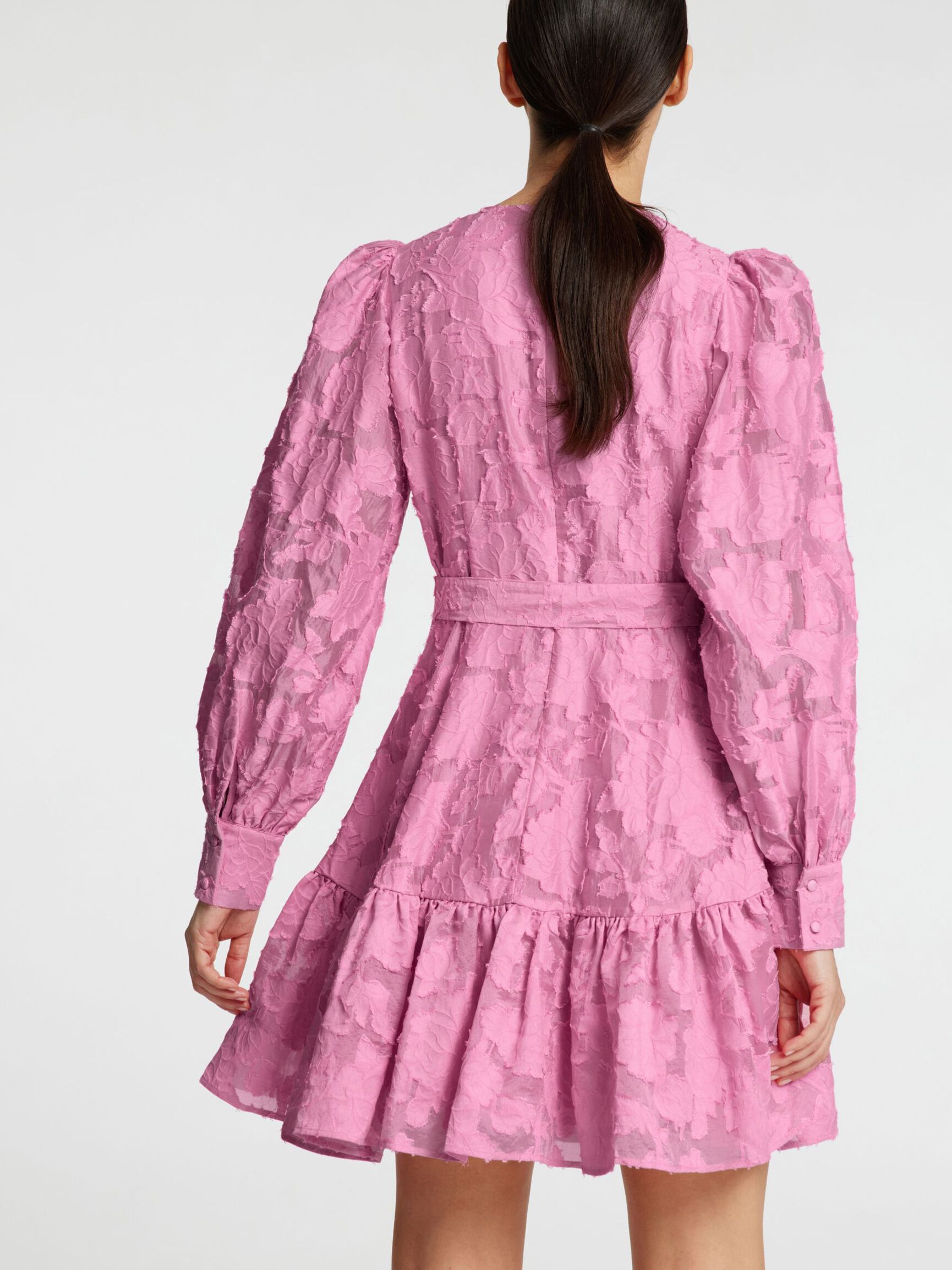 LONG-SLEEVED FLORAL MINI DRESS, Rosebloom, highres