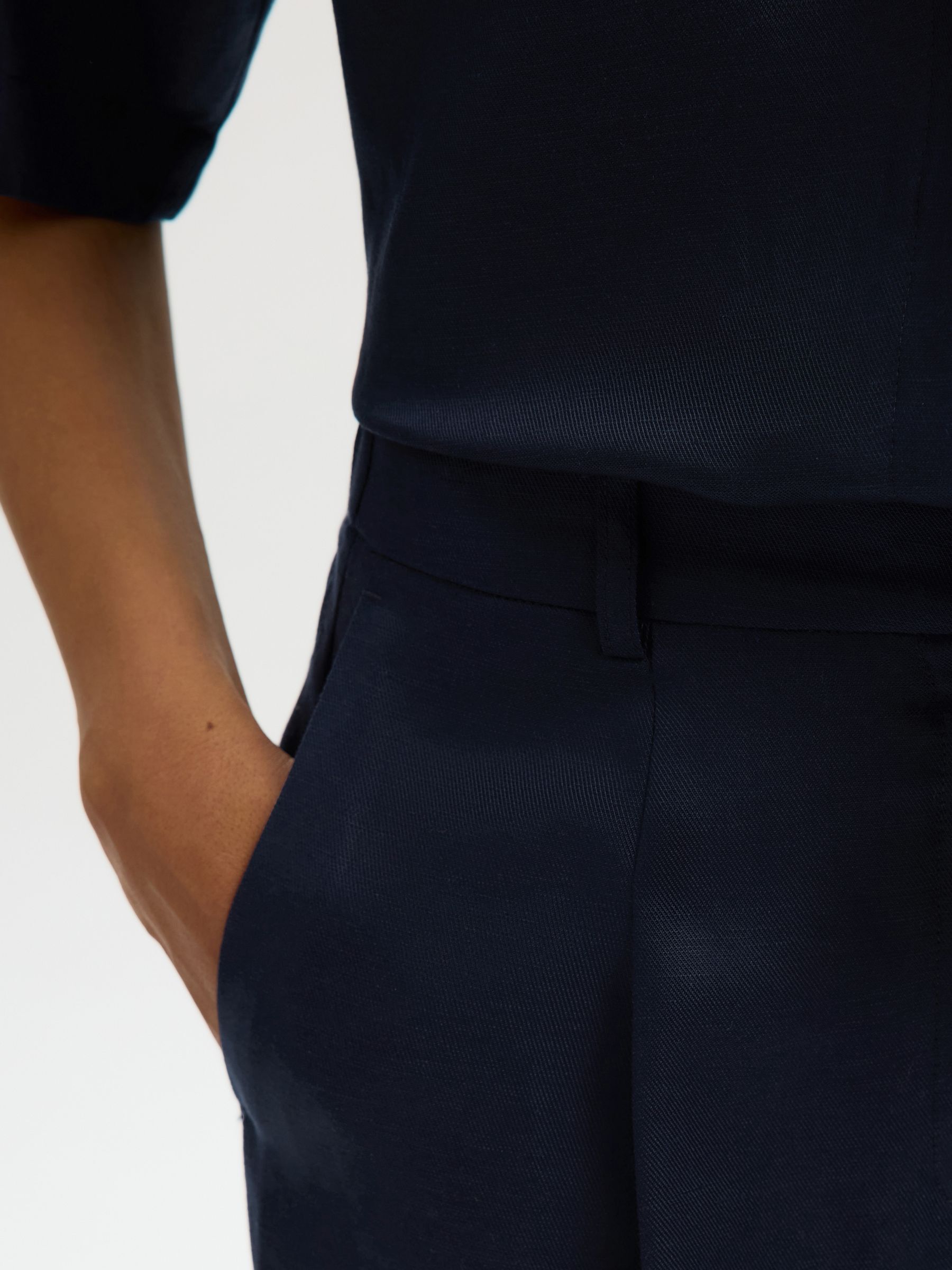 COUPE LARGE PANTALON EN LIN MÉLANGÉ, Dark Sapphire, highres