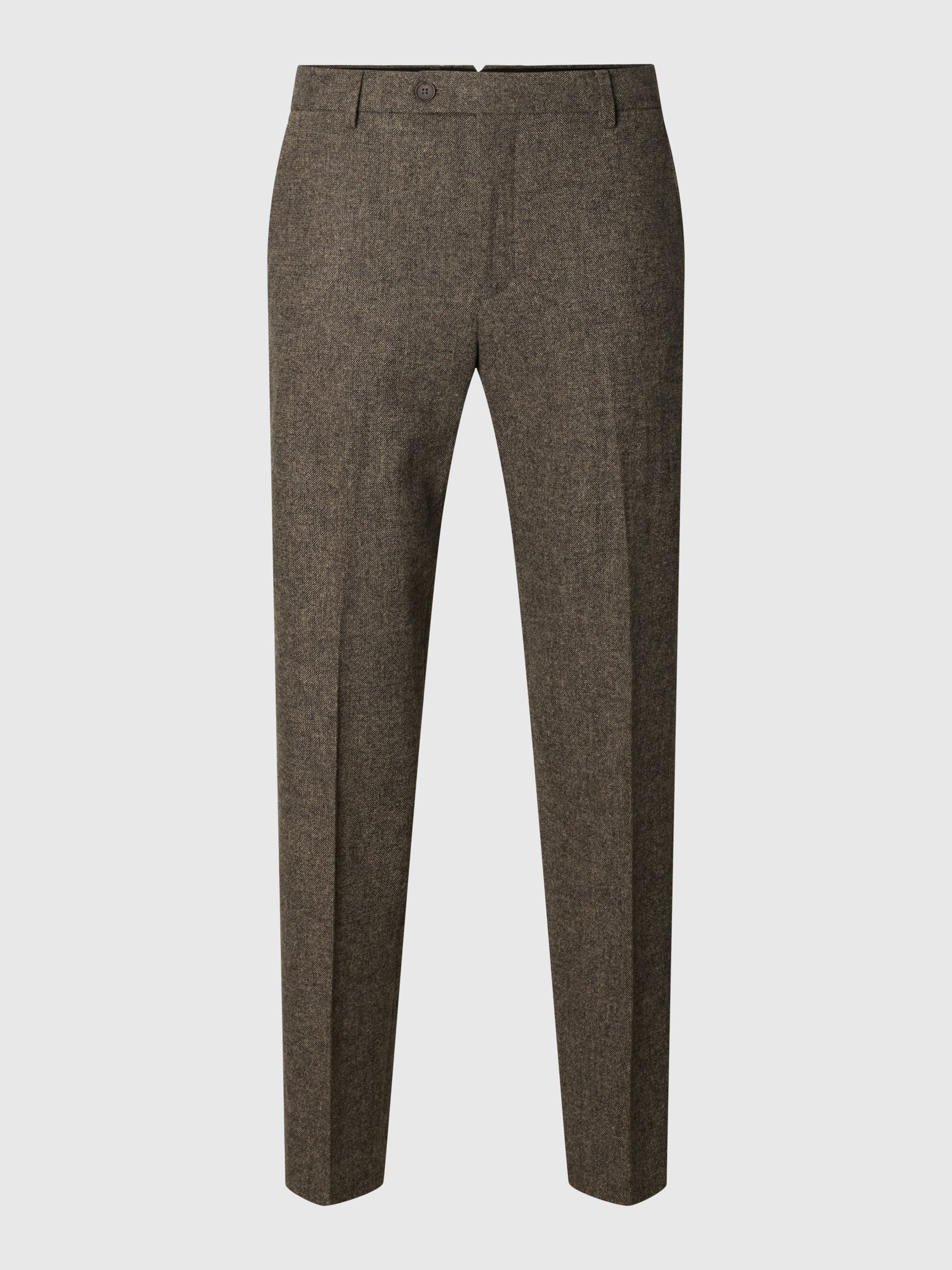 CHECKED WOOL BLEND TROUSERS, Brownie, highres
