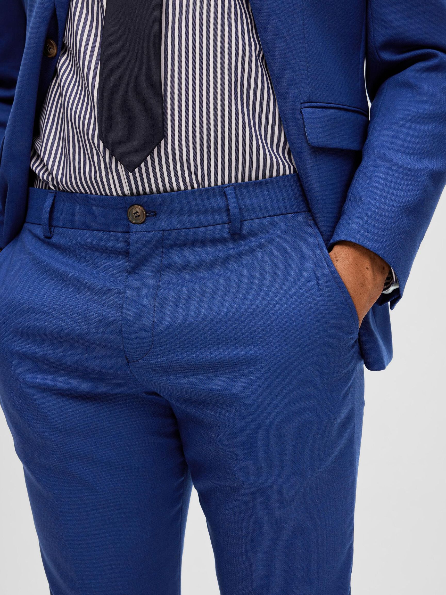 GEWEBTER WOLLGEMISCH HOSE, Blue Depths, highres