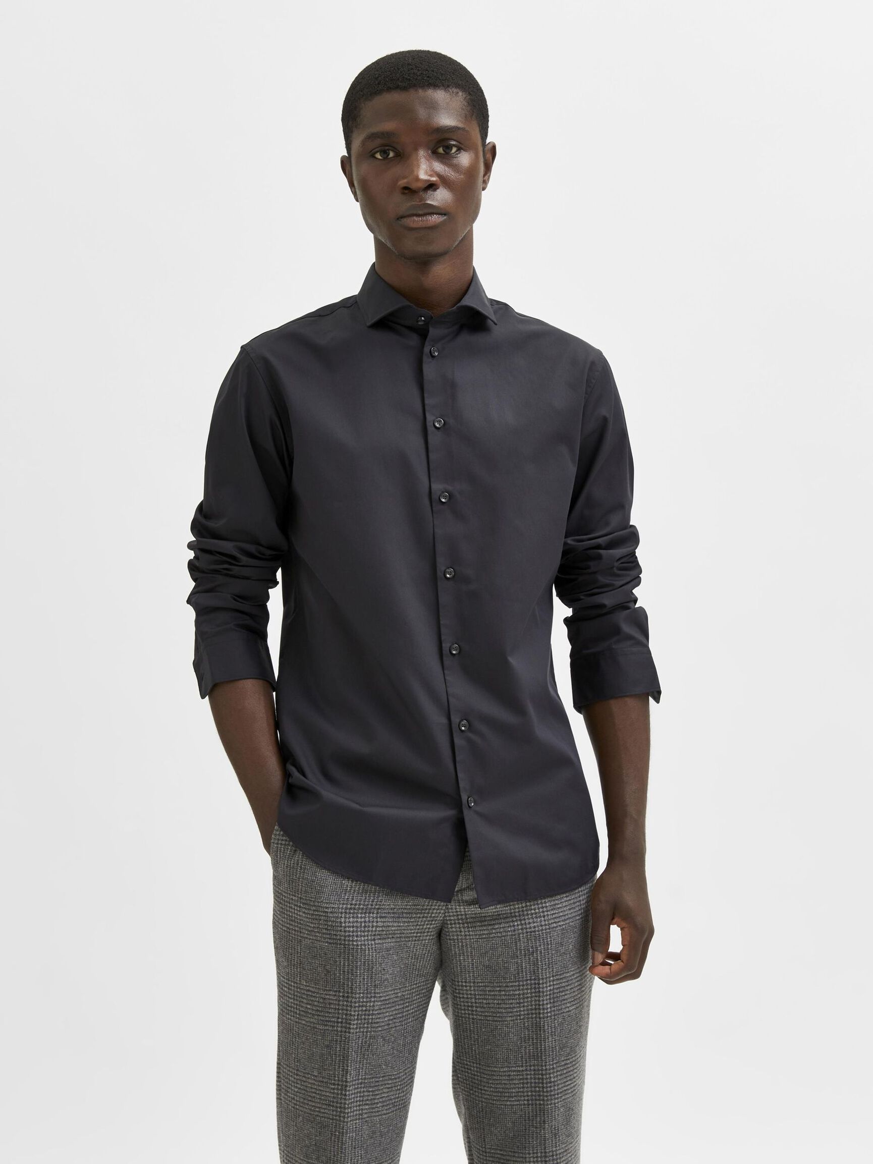 MANGA LARGA CAMISA, Black, highres
