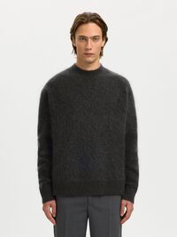 MOHAIRMIX PULLOVER MET RONDE HALS, Asphalt, highres