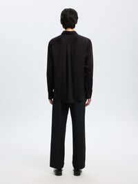 RELAXED FIT SATIN SHIRT, Black, highres