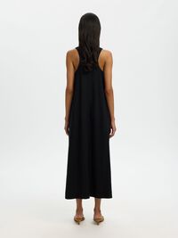 MAXI KLEID AUS LEINENGEMISCH, Black, highres
