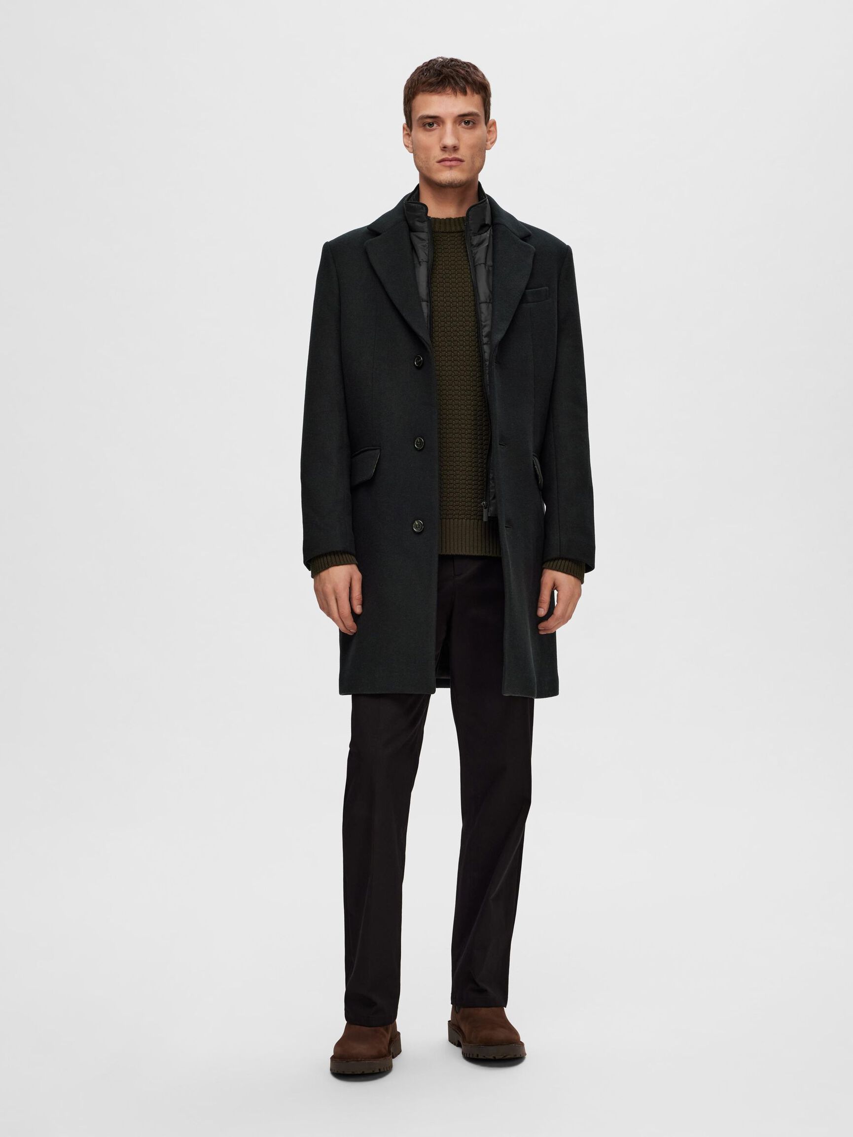 WOOL BLEND 2-IN-1 COAT, Black, highres