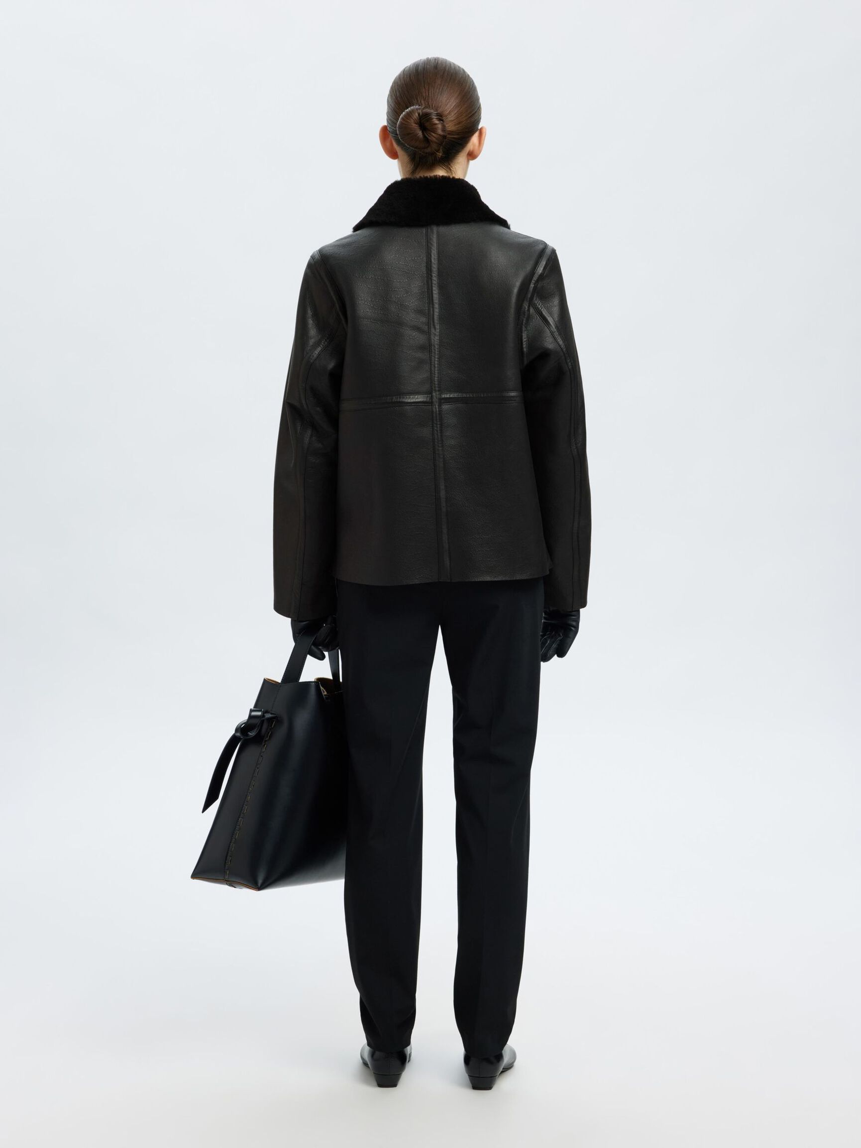 LAMMFELL LEDERJACKE, Black, highres