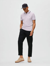 SLIM TAPERED LINEN BLEND TROUSERS, Black, highres