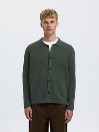 RELAXED FIT KNITTED CARDIGAN, Deep Forest, highres