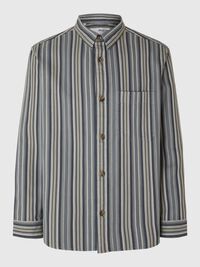 STRIPED COTTON OVERSHIRT, Stormy Weather, highres