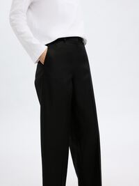 MID WAIST BARREL FIT TROUSERS, Black, highres