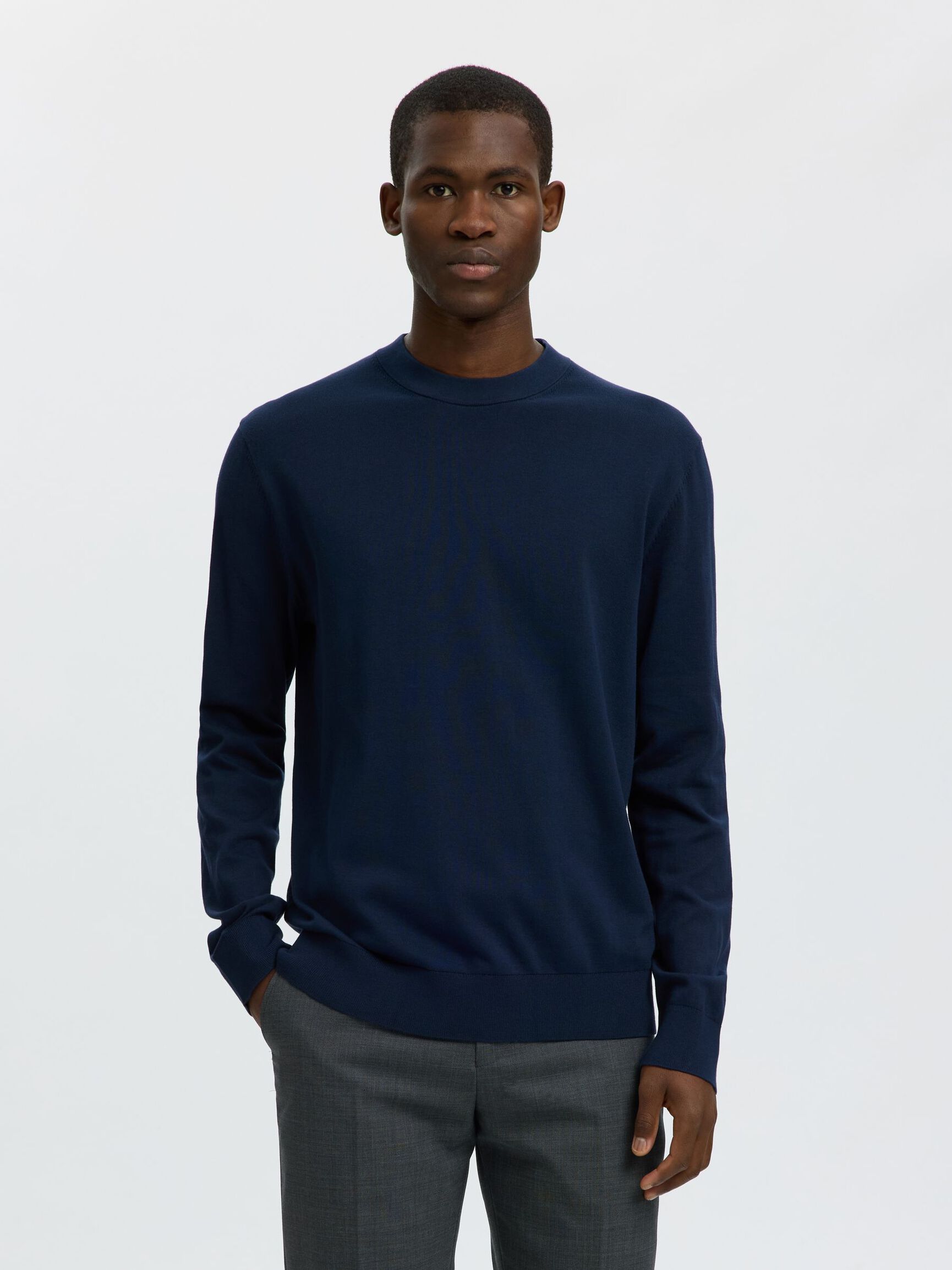 BAUMWOLL PULLOVER, Navy Blazer, highres