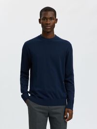 BAUMWOLL PULLOVER, Navy Blazer, highres
