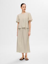 EMBROIDERED SHORT SLEEVED TOP, Sandshell, highres