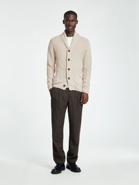 SCHALKRAGEN STRICKJACKE, Oatmeal, highres