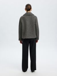 WOOL BLEND BOUCLE SHORT JACKET, Medium Grey Melange, highres