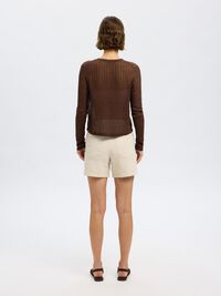 HOOG GETAILLEERD DENIM SHORT, Egret, highres