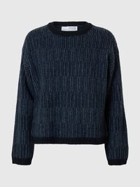 WOOL BLEND KNITTED JUMPER, Dark Sapphire, highres