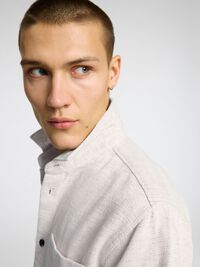 REGULAR FIT LEINENMIX OVERSHIRT, Oatmeal, highres