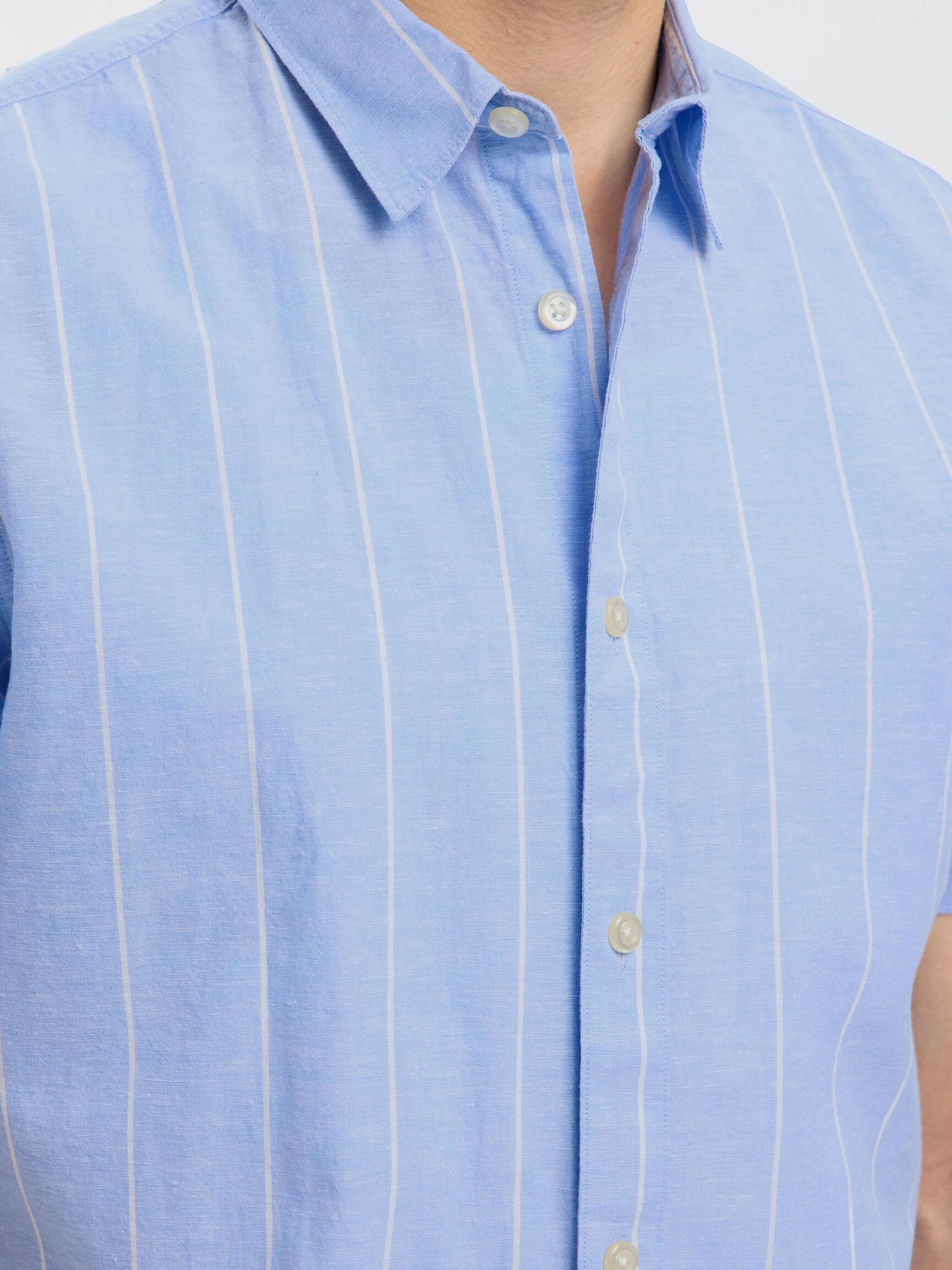 BAUMWOLLMIX KURZARMHEMD, Cashmere Blue, highres
