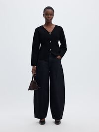 BAUMWOLLMIX STRICKJACKE, Black, highres