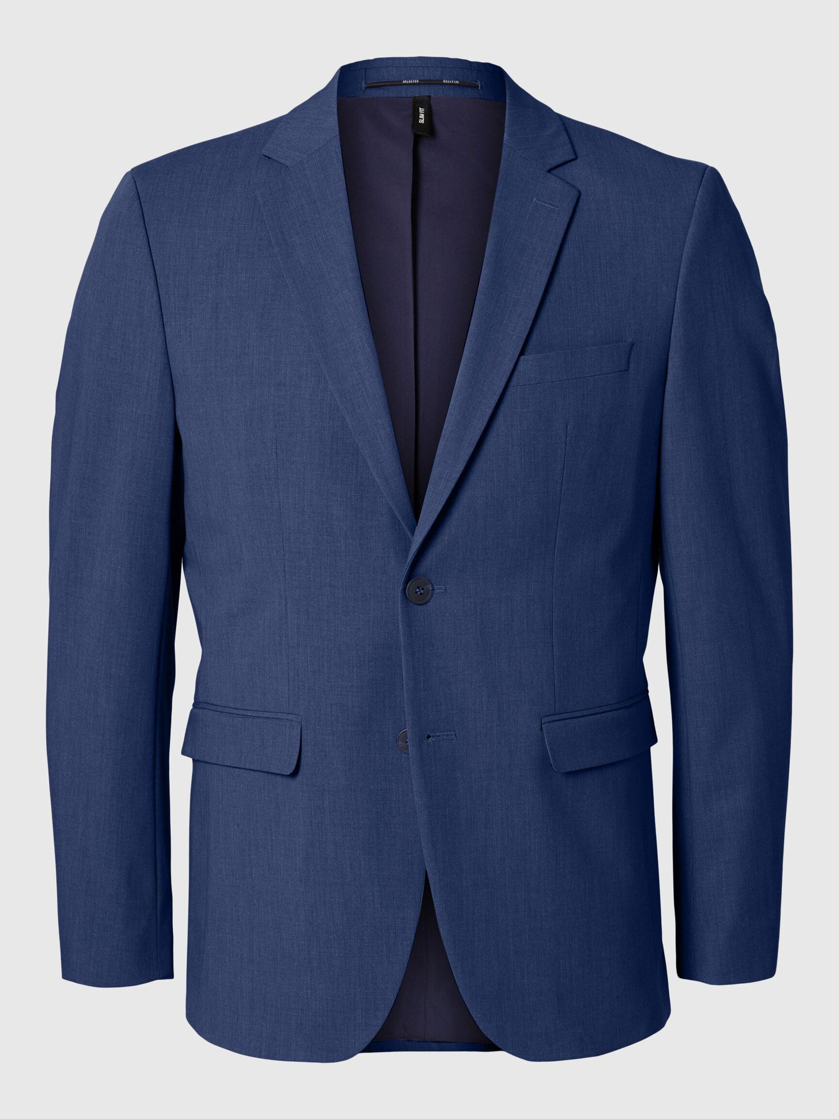 COUPE SLIM EN VISCOSE MÉLANGÉE BLAZER, Blue Depths, highres