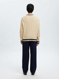 WOOL BLEND V-NECK JUMPER, Egret, highres