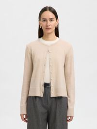 CARDIGAN A MAGLIA, Oatmeal, highres