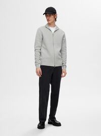 HØY HALS MED GLIDELÅS STRIKKET CARDIGAN, Light Grey Melange, highres