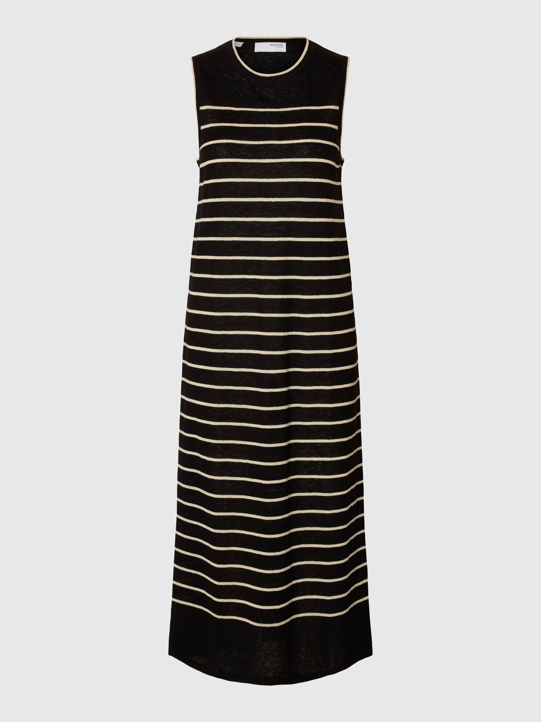 LINNENMIX MAXI JURK, Black, highres