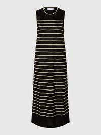 LINNENMIX MAXI JURK, Black, highres