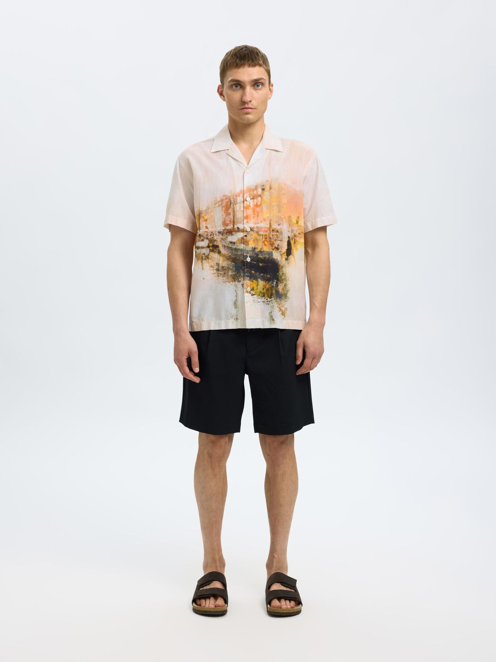 PRINTED SHORT SLEEVED SHIRT, Apricot, highres