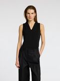 Selected SLEEVELESS V-NECK TOP, Black, highres - 16096372_Black_003.jpg