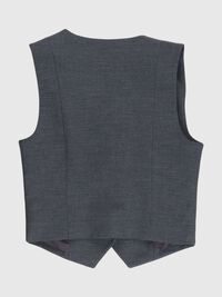 VISKOSEBLANDING SKRÆDDERSYET VEST, Dark Grey Melange, highres