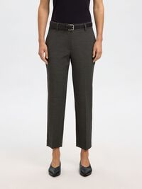 VISCOSE BLEND CROPPED TAPERED TROUSERS, Dark Grey Melange, highres