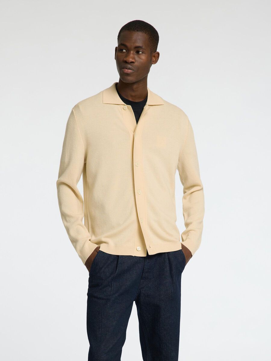 Selected 100% MERINO WOOL CARDIGAN, Angora, highres - 16097825_Angora_003.jpg