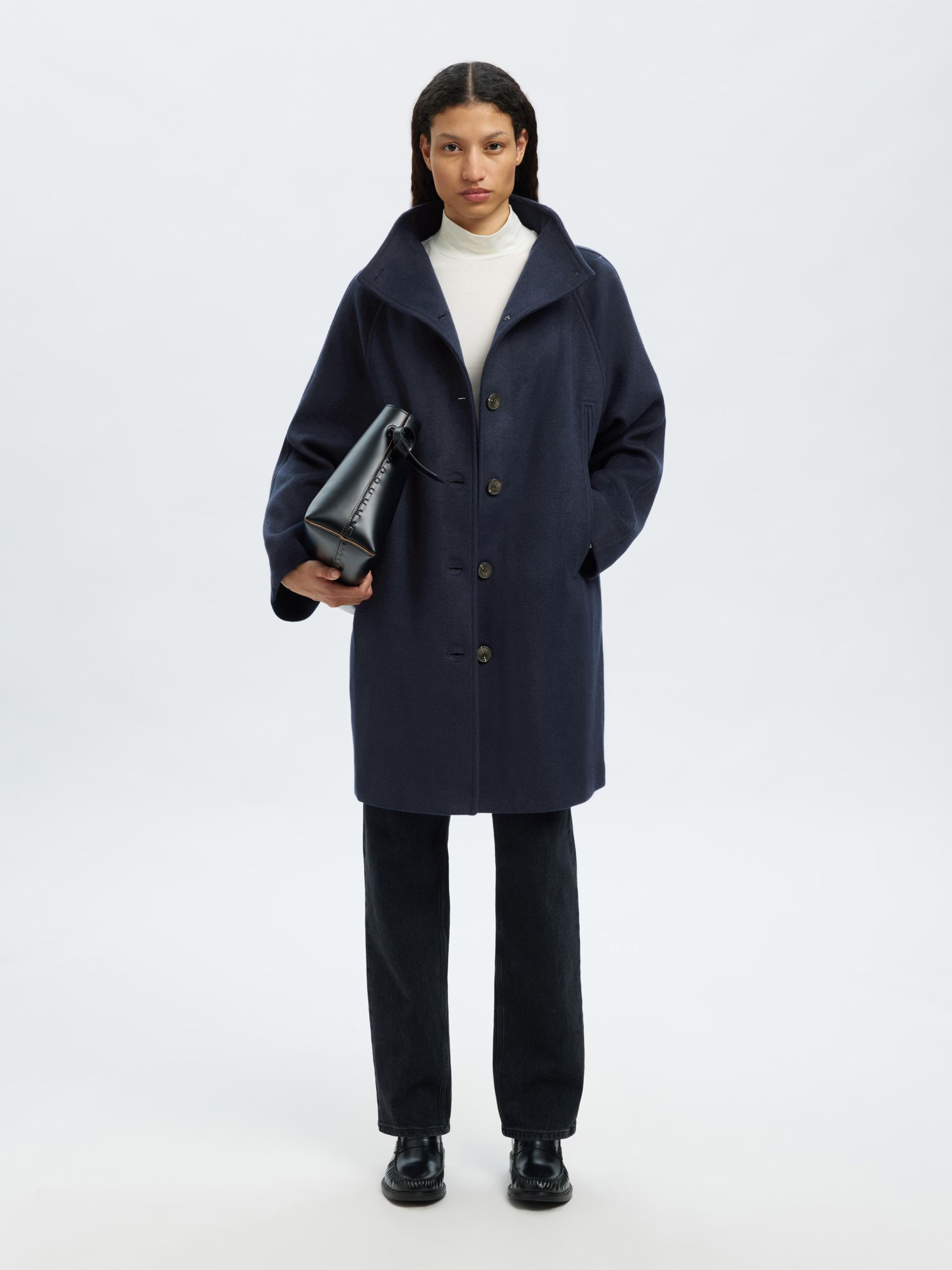 WOOL BLEND COAT, Dark Sapphire, highres